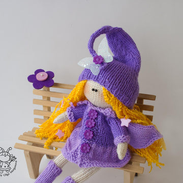 Lilac fairy dreams doll knitted flat