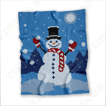 C2C CROCHET PATTERN Frosty Snowman Graph Blanket Plaid Home Decor Afghan