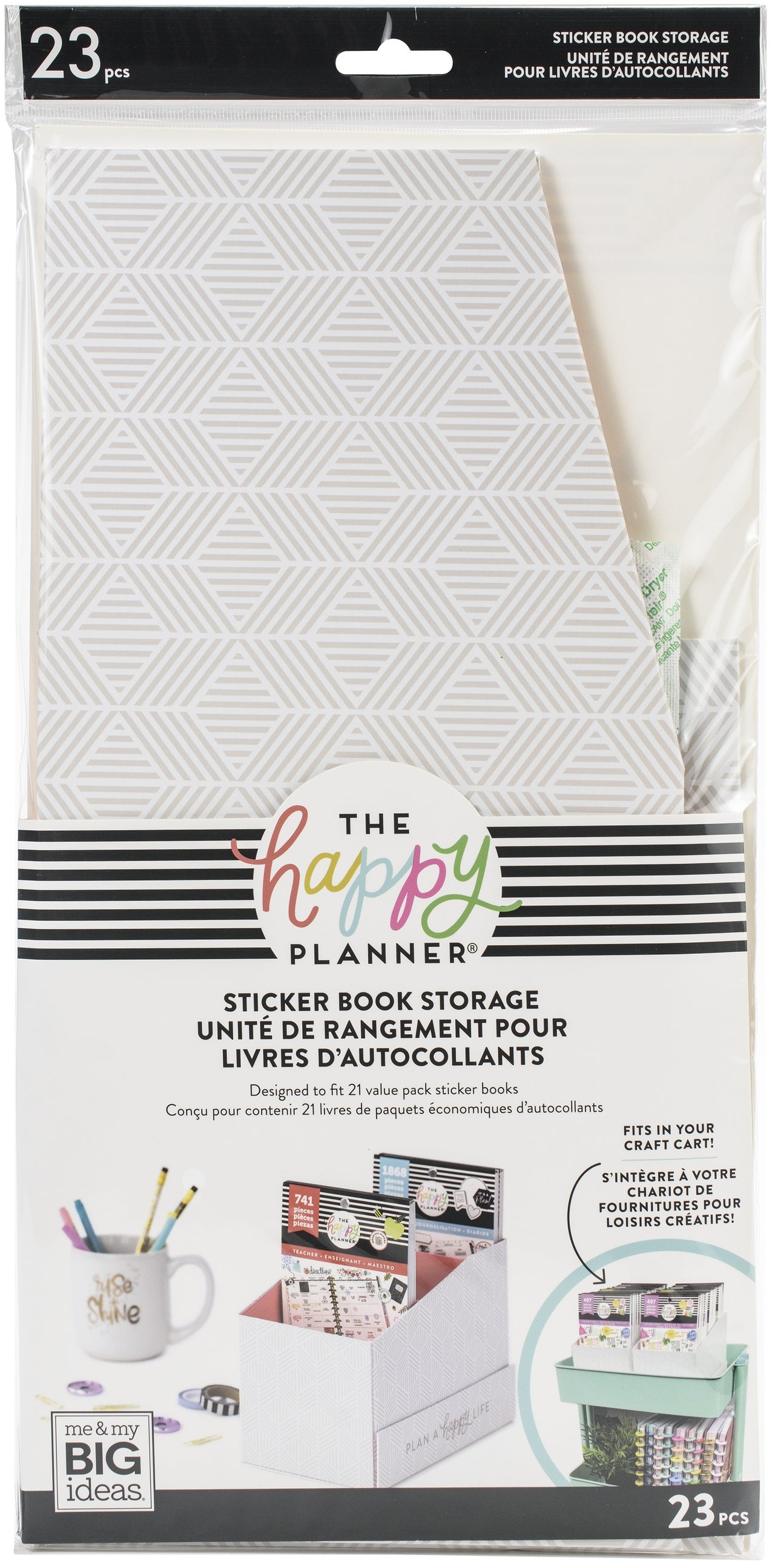 Happy Planner Sticker Book Storage Box W/Stickers 23/Pkg - Neutral Geo & 22 Sticke
