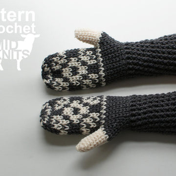 Floral Fair Isle Crochet Mittens (2016002)