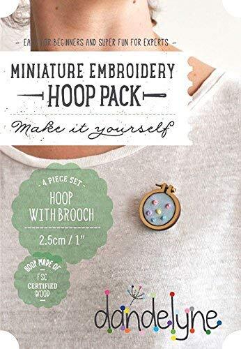 Dandelyne 2.5cm Miniature Embroidery Hoop Pack with Brooch Back