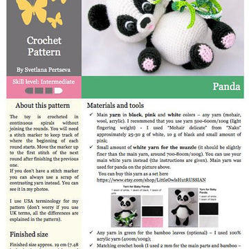 Panda Amigurumi animal