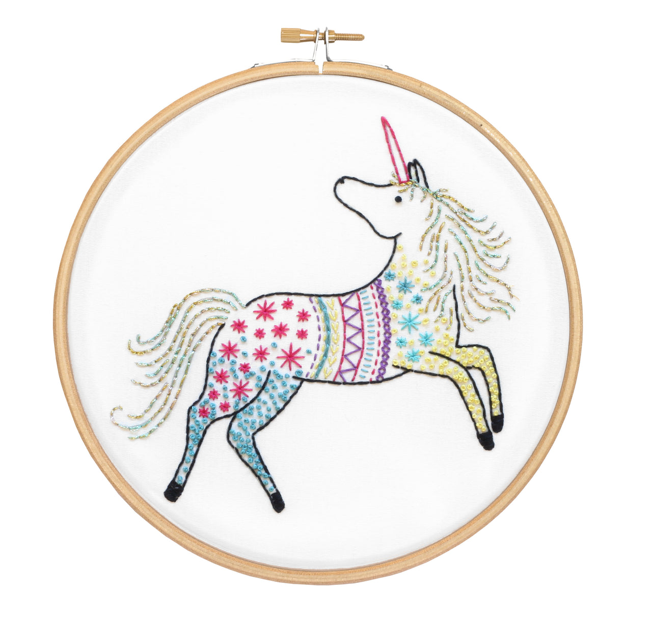 Hawthorn Handmade Unicorn Contemporary Printed Embroidery Kit - 15 x 15cm / 5.9 x 5.9in