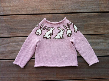 Bunny Yoke Pullover and Hat for Babies and Children