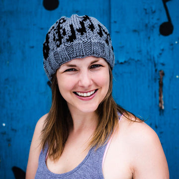 Music Notes Knit Hat (with optional Guitar)