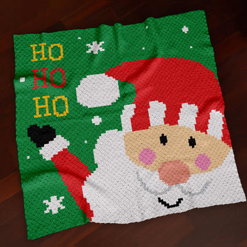 Christmas Santa Claus Ho Ho Ho Blanket C2C Crochet Pattern