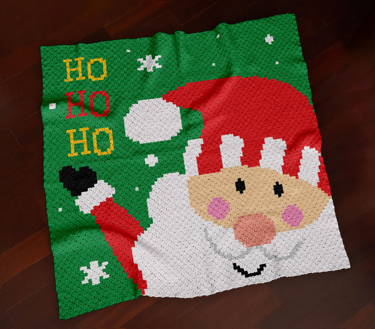 Christmas Santa Claus Ho Ho Ho Blanket C2C Crochet Pattern