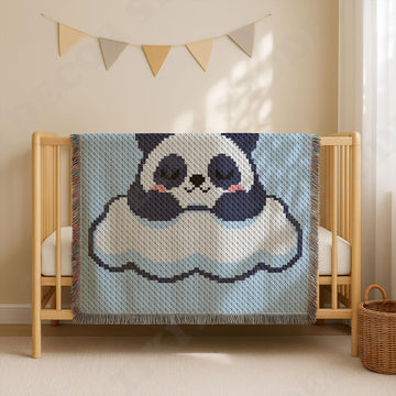 C2C Panda Sleeping Blanket Chinese Bear on Cloud Graphghan Cute Afghan CROCHET PATTERN