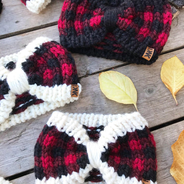 Plaid Bow Ear Warmer