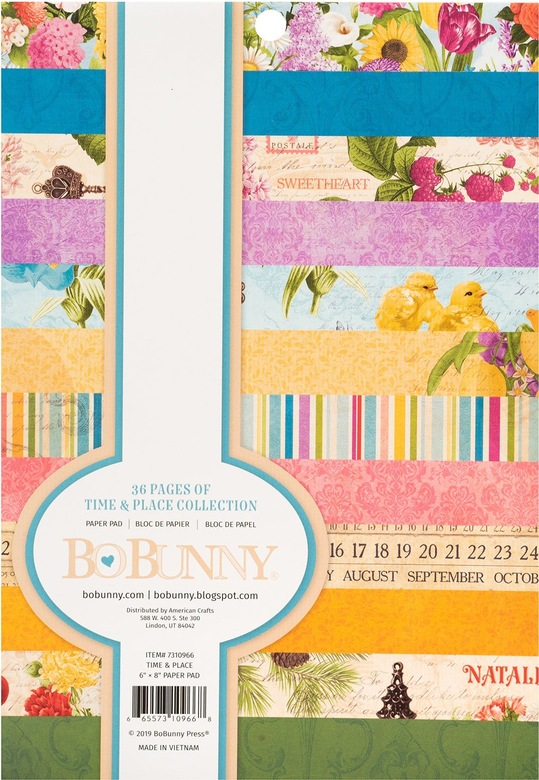 American Crafts BoBunny Single-Sided Paper Pad 6"X8" 36/Pkg - Time & Place, 12 Designs/3 Each