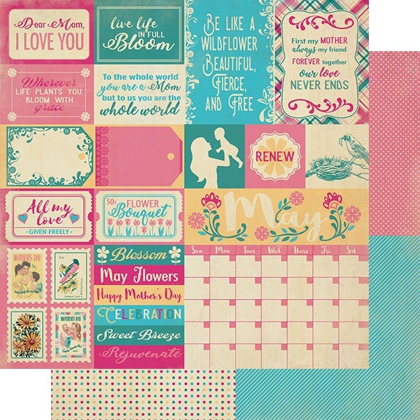 Authentique Paper Calendar Collection Double-Sided Cardstock 12"X12" 18/Pkg - May Sentiments