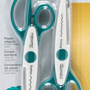 Fiskars Lia Griffith Pinking Scallop Edgers 2/Pkg - White/Teal