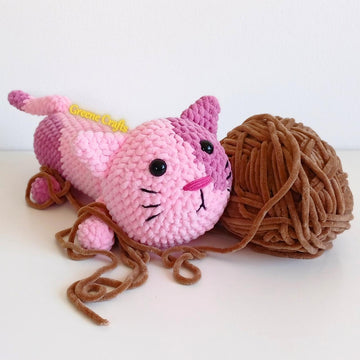 No Sew Long Cat Plush Toy (Bubblegum & Sleepy)