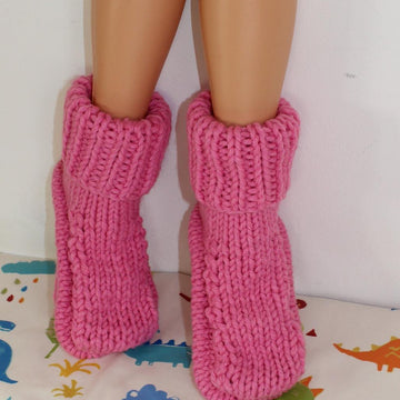 Ladies Super Chunky Stocking Stitch Slipper Boots