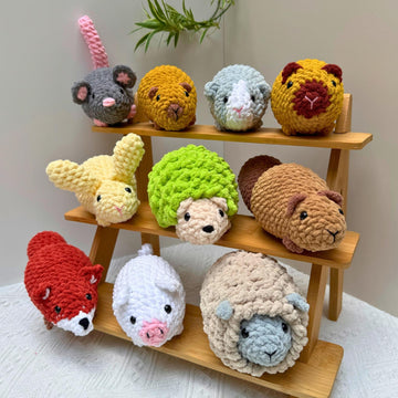 Crochet Animal Pattern Bundle 10 in 1 No Sew Amigurumi PDF: Mouse, Hamster, Guinea Pig, Bunny, Squirrel, Hedgehog, Capybara, Fox, Pig, Sheep