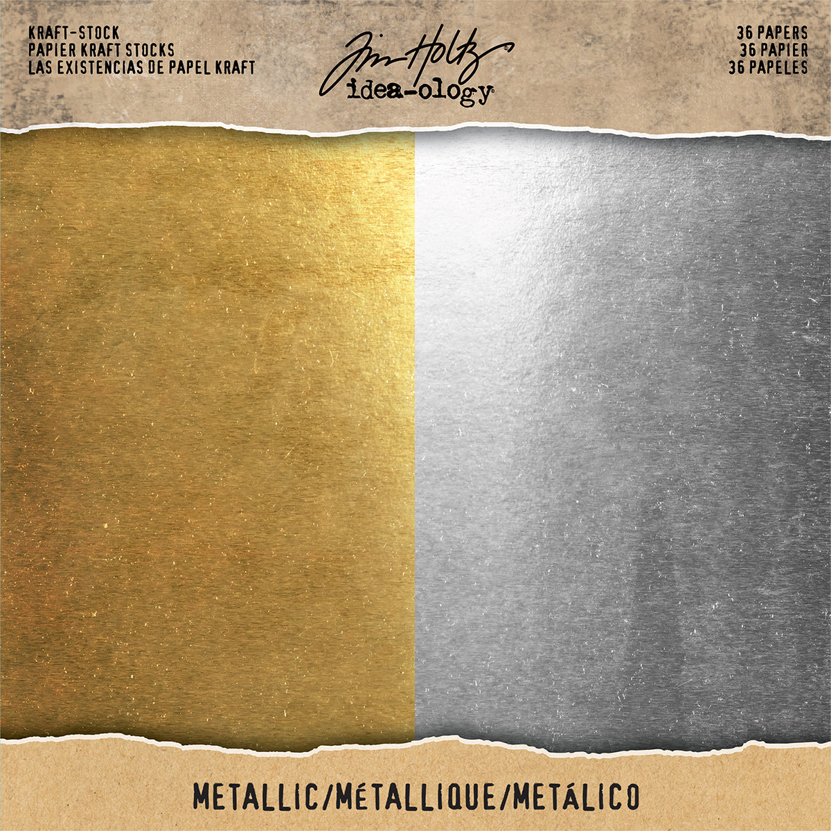 Advantus Idea-Ology Kraft Stock Cardstock Pad 8"X8" 36/Pkg - Metallic Gold & Silver/18 Each