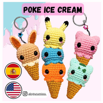 Poke ice cream keychain
