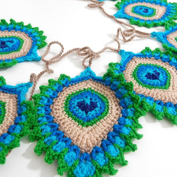 Peacock Feather Motif, Garland, Coaster Nemali