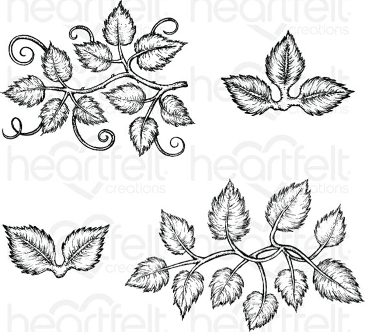 Heartfelt Creations Cling Rubber Stamp Set 5"X6.5" - Leafy Accents 1" To 4.5"