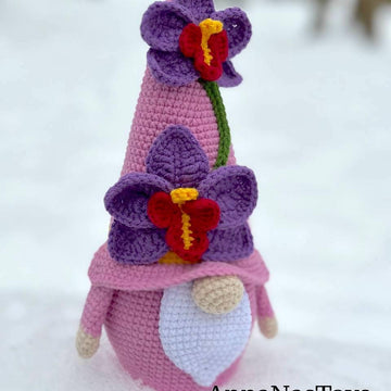 Gnome with orchids
