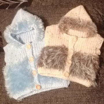 Baby Knitting Pattern GILLET & FUR BOOTS 3-6mths & 6-9mths
