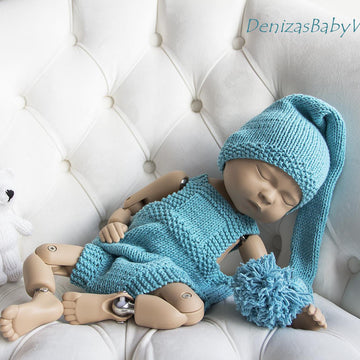 Turquoise Gnome Romper and Cap
