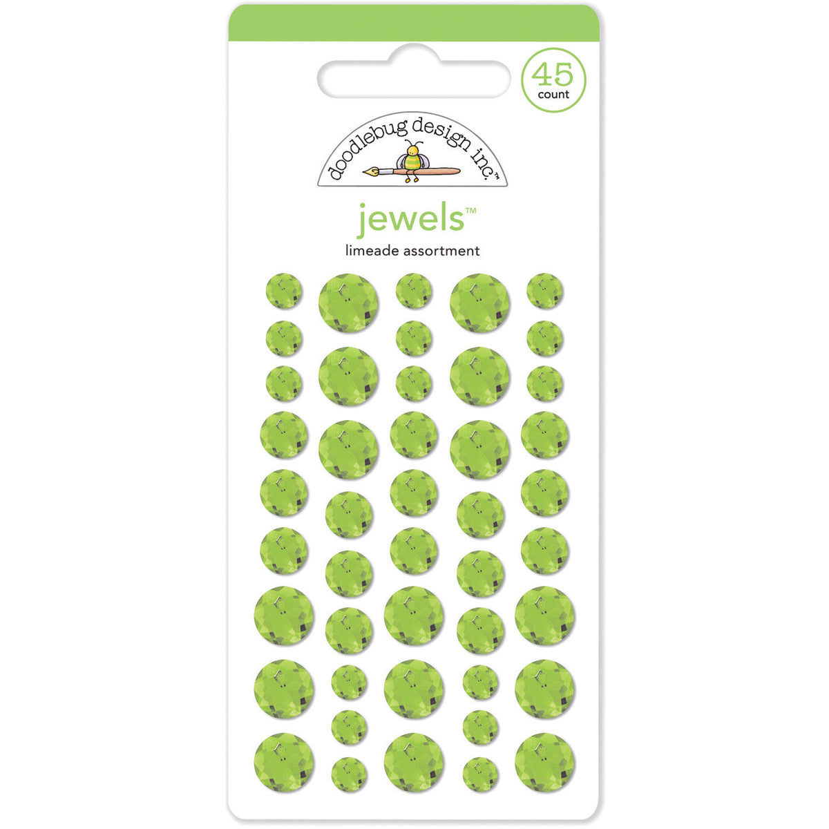 Doodlebug Adhesive Jewels 6mm, 8mm & 10mm 45/Pkg - Limeade