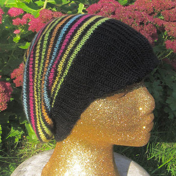Silk Stripey Peak Slouch Hat