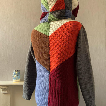 Patchwork Hooded Cardigan