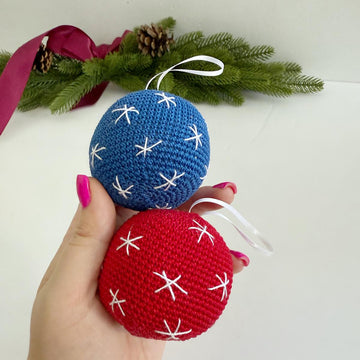 Red X Blue O Christmas ball ornament