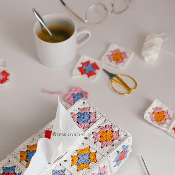 Rectangular Granny Square Tissue Box Cover Crochet Pattern – PDF Download