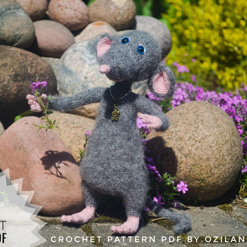 Crochet Pattern Macaroni the rat aninal Amigurumi toy