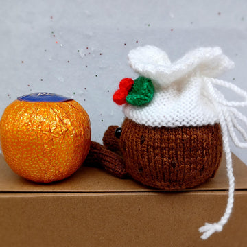 PDF Christmas Knitting Pattern DK Decoration Chocolate Orange Cover Drawstring Bag Gift Charity knit EASY Christmas Eve Box Sprout Pudding