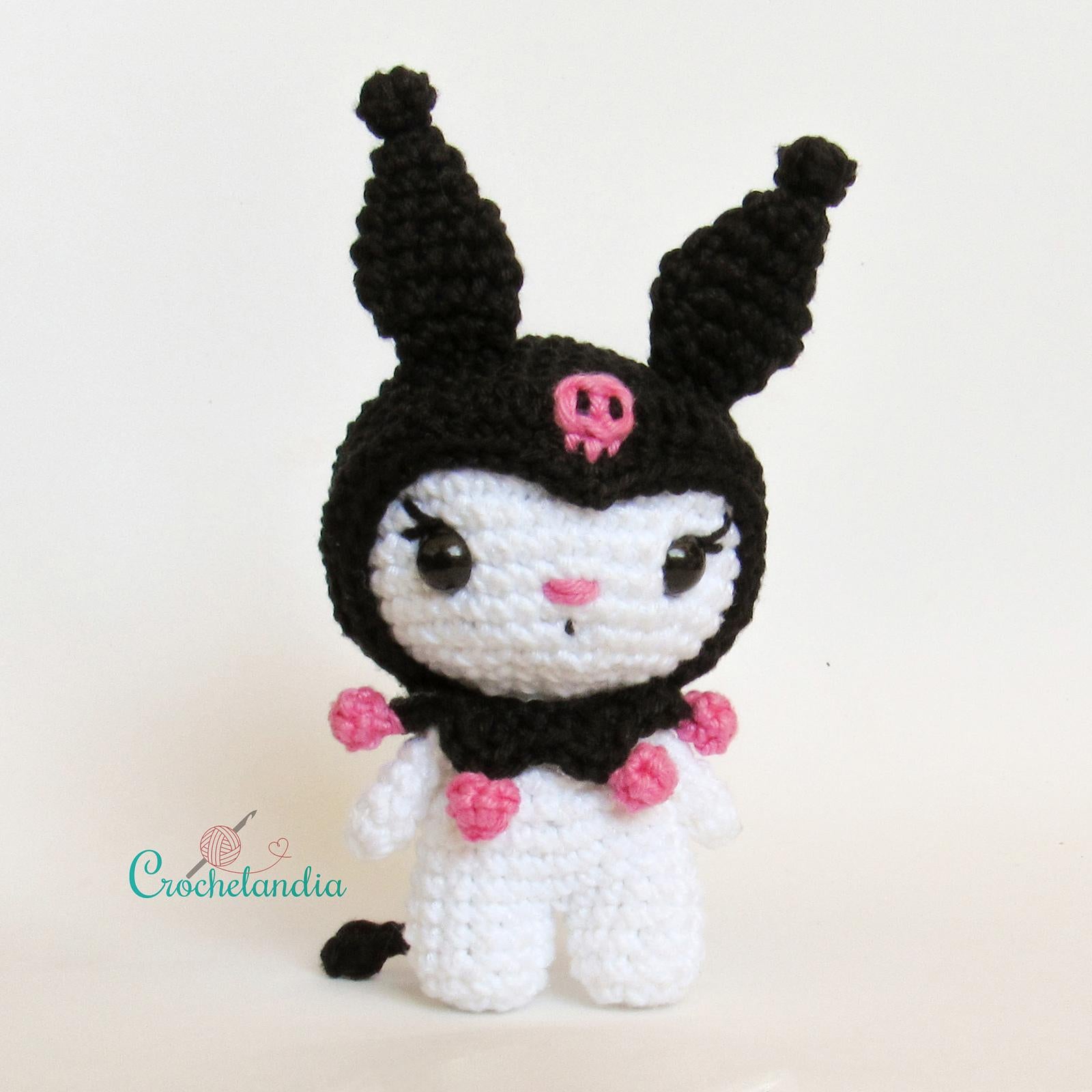 Kuromi amigurumi doll - crochet pattern by Crochelandia