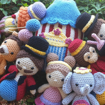 Circus Set Ballerina Clown Elephant Lion Tamer Magician Monkey Tent crochet amigurumi