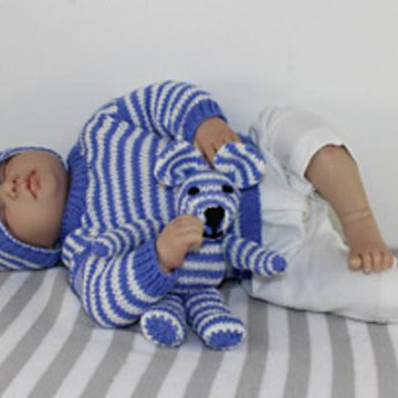 Baby Stripe Sweater, Bobble Beanie & Teddy Bear