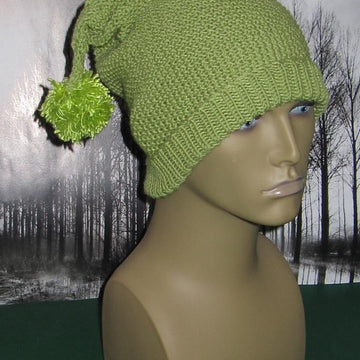 Moss Stitch (Seed Stitch) Pixie Bobble Slouch Hat