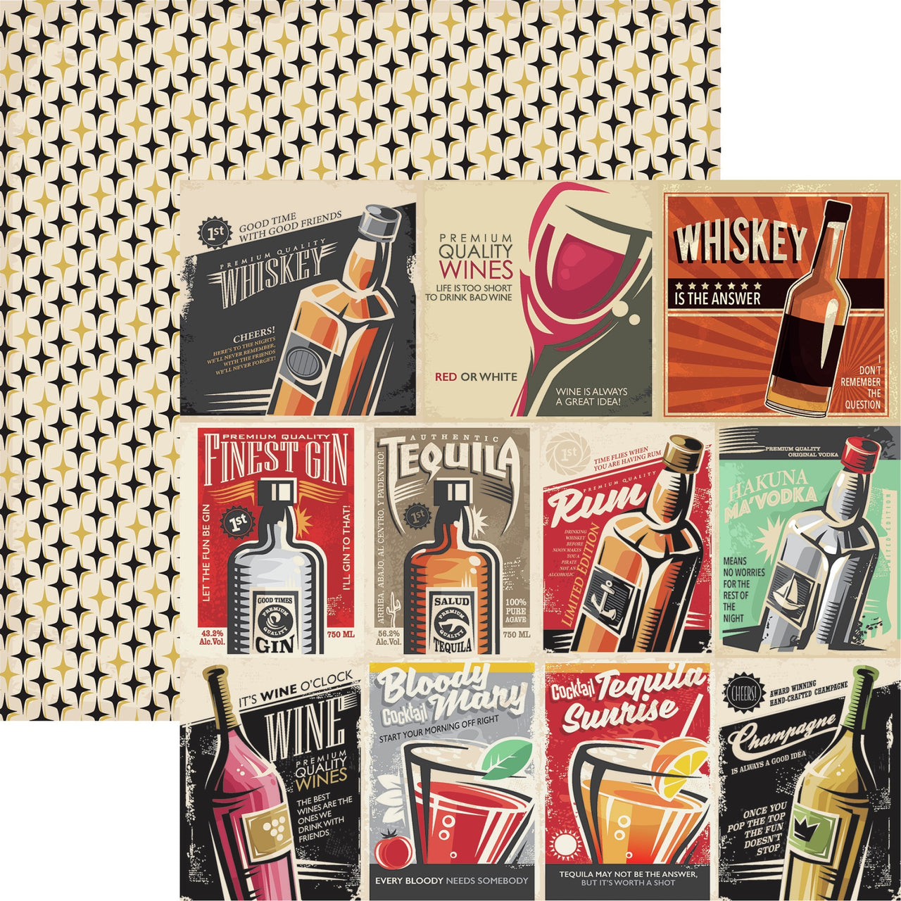 Reminisce Happy Hour Double-Sided Cardstock 12"X12" 25/Pkg - Good Times