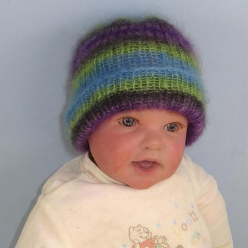 Baby Angel Print Mohair Rib Beanie Hat