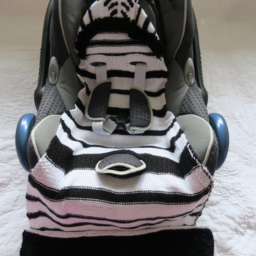 Zebra Hooded Baby Car Seat Blanket