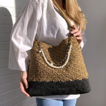 Two-Tone Raffia Hobo Bag Crochet Pattern