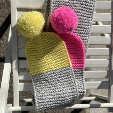 Neon pom pom scarf