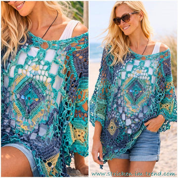 Crochet Pattern Granny Poncho GrannyCouture #1 | Granny Square Poncho | Summer Cover Up PDF