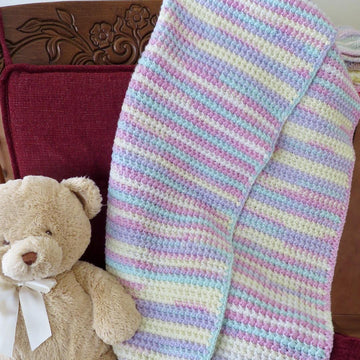 Soft Trinity Stitch Baby Blanket-King Cole DK - Beaches and Cream – Crochet Pattern