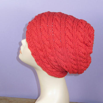 Sideways Button Up Cable Slouch Hat