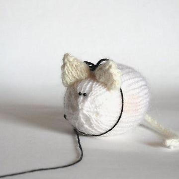 Violet Cat with White Mouse  (knitted round)