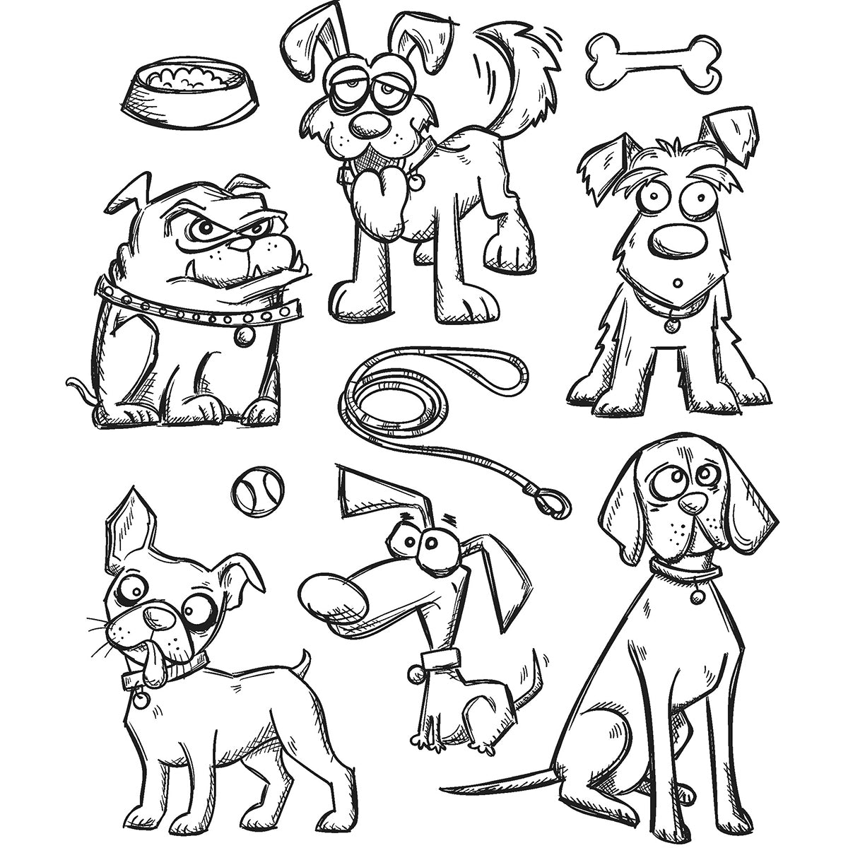 Stampers Anonymous Tim Holtz Cling Stamps 7"X8.5" - Crazy Dogs