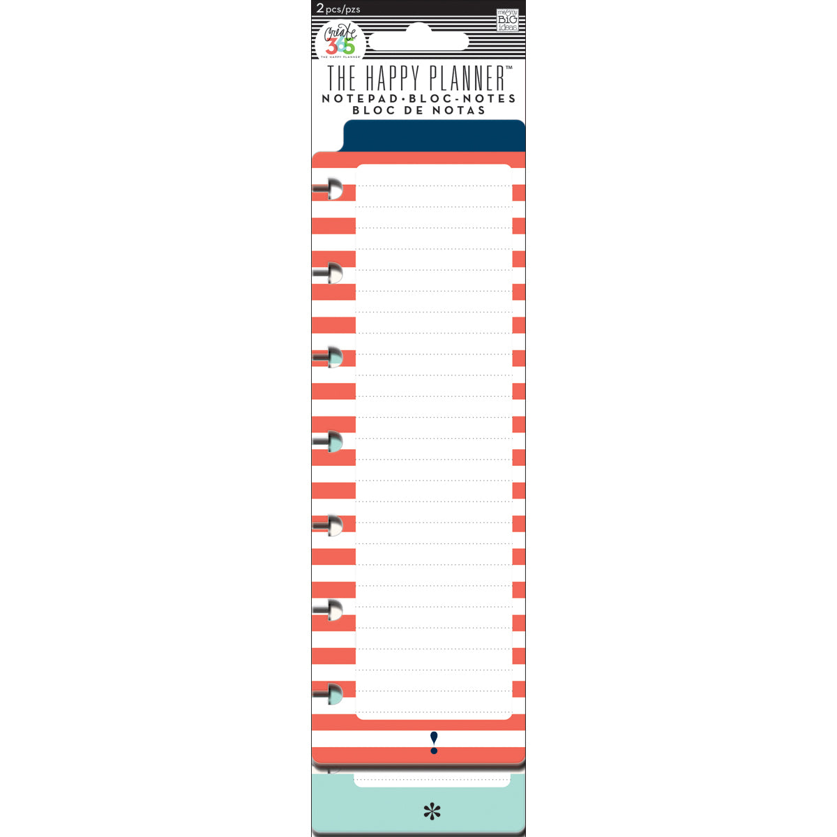 The Happy Planner Note Pads 7.5"X2.5" 2/Pkg - Red & Teal