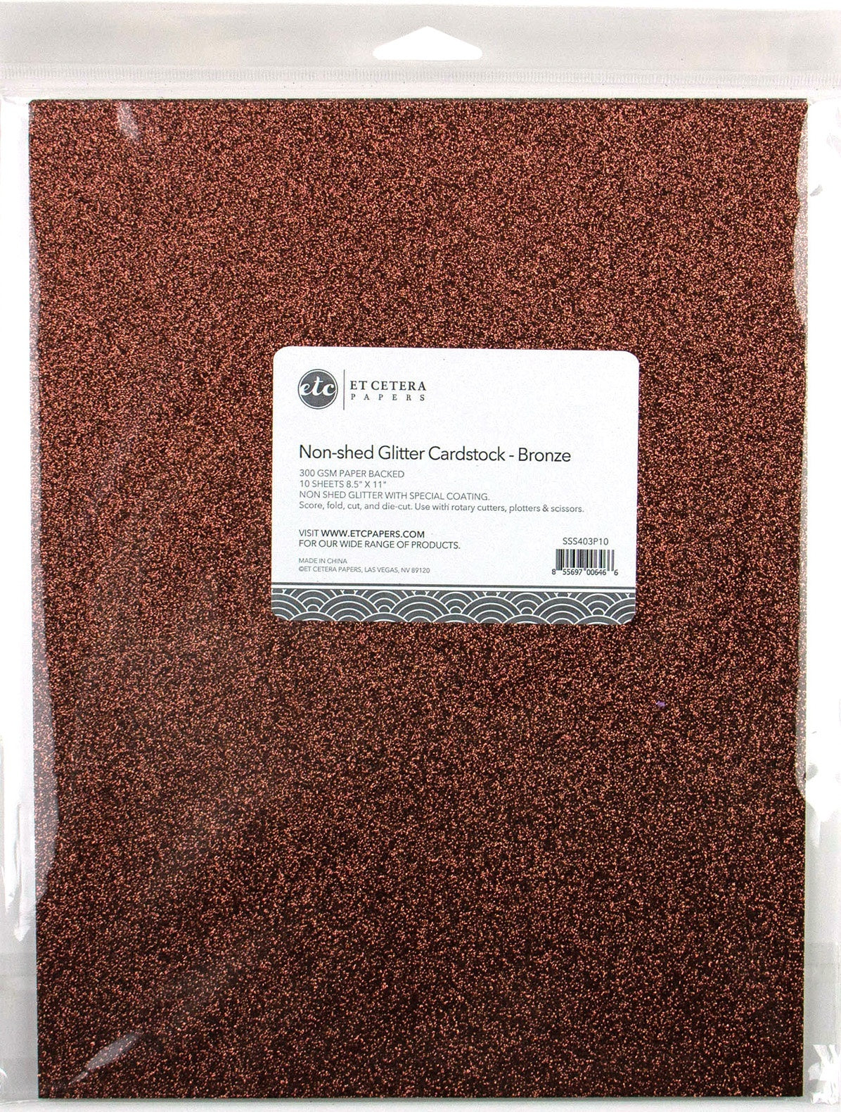 Arc Crafts ETC Papers Non-Shed Glitter Cardstock 8.5"X11" 10/Pkg - Bronze
