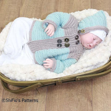 282 Buttons Hooded Jacket Crochet Pattern #282